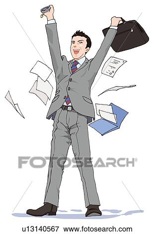 Business man feeling delight, Illustration View Large Illustration Stock Illustration - Business man feeling delight, Illustration. Fotosearch