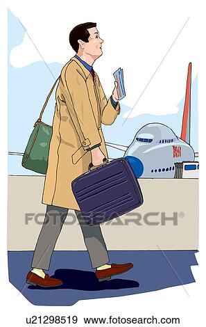 Stock Illustration - Business man going on business trip, Illustration. Fotosearch