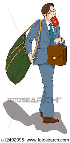 Stock Illustration - Business man going on business trip to Abroad, Illustration. Fotosearch