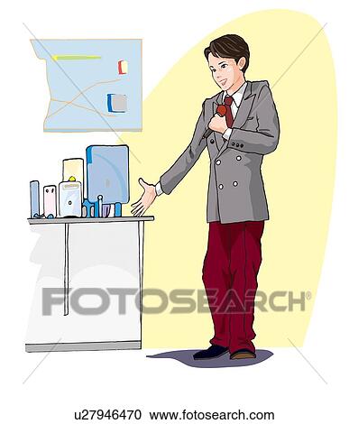 Business man in presentation, Illustration View Large Illustration Clipart - Business man in presentation, Illustration. Fotosearch