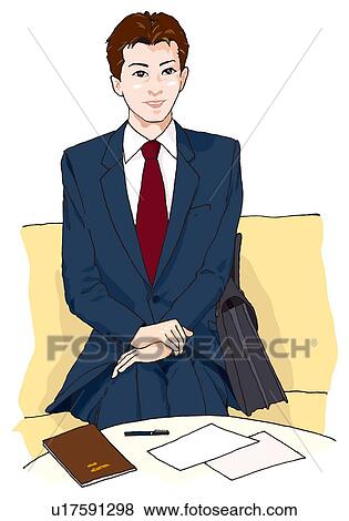 Business man sitting on sofa, Illustration View Large Illustration Stock Illustration - Business man sitting on sofa, Illustration. Fotosearch