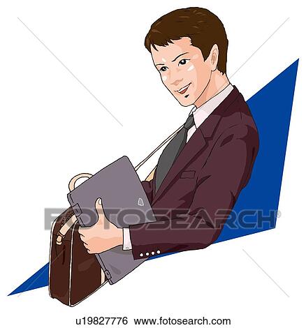 Business man smiling, Illustration View Large Illustration Stock Illustration - Business man smiling, Illustration. Fotosearch