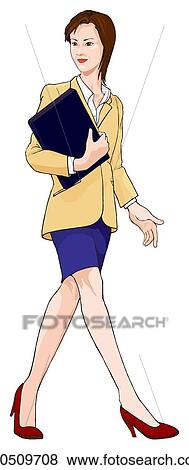 Stock Illustration - Business woman walking, Illustration. Fotosearch