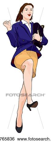 Stock Illustration - Business woman walking lively, Illustration. Fotosearch