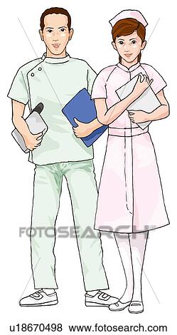 Doctor and nurse, Illustration View Large Illustration Stock Illustration - Doctor and nurse, Illustration. Fotosearch