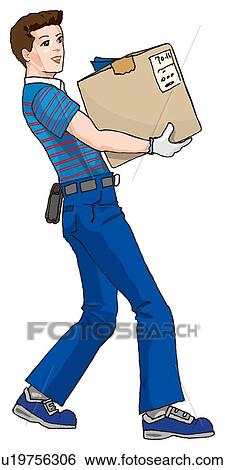 Man delivering parcel, Illustration View Large Illustration Stock Illustration - Man delivering parcel, Illustration. Fotosearch