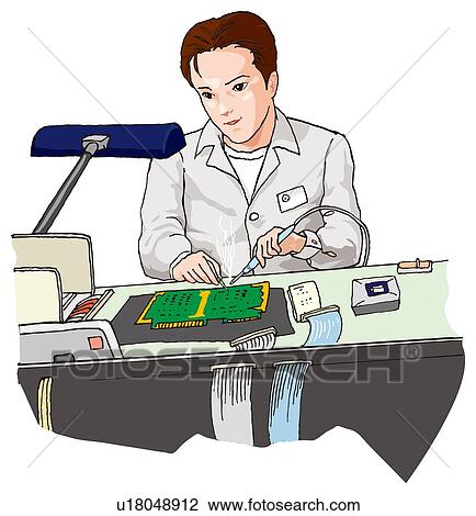 Man soldering, Illustration View Large Illustration Drawing - Man soldering, Illustration. Fotosearch