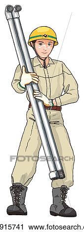Clip Art - Man working in construction site, Illustration. Fotosearch