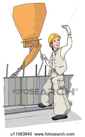 Man working with concrete mixer, Illustration View Large Illustration Clipart - Man working with concrete mixer, Illustration. Fotosearch