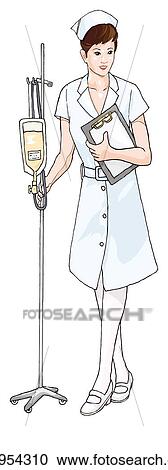 Nurse with instillation equipment, Illustration View Large Illustration Clipart - Nurse with instillation equipment, Illustration. Fotosearch
