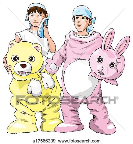 Two men wearing animal suits, Illustration View Large Illustration Stock Illustration - Two men wearing animal suits, Illustration. Fotosearch
