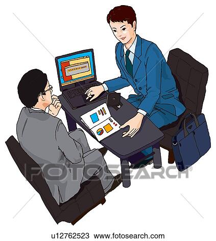Two people having a business meeting, Illustration View Large Illustration Drawing - Two people having a business meeting, Illustration. Fotosearch