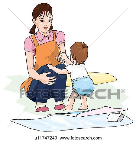 Woman nursing a baby, Illustration View Large Illustration Stock Illustration - Woman nursing a baby, Illustration. Fotosearch