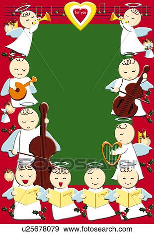 Stock Illustration - Painting of angels singing and playing music, Illustration. Fotosearch