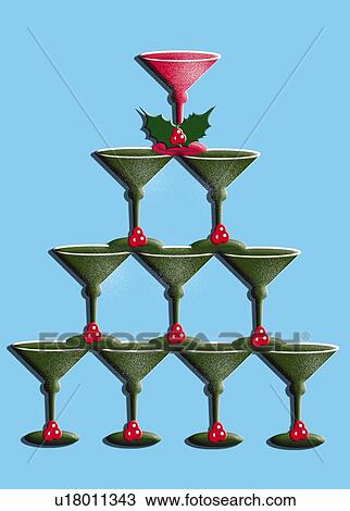 Painting of Champagne glass tower, Illustration View Large Illustration Drawing - Painting of Champagne glass tower, Illustration. Fotosearch