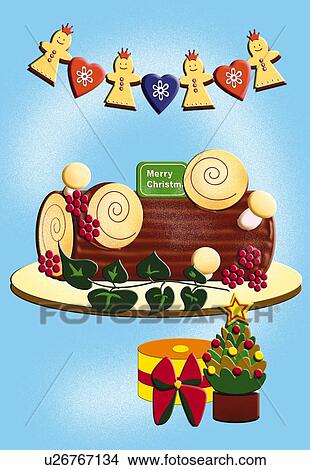 Painting of Christmas cake, Illustration View Large Illustration Stock Illustration - Painting of Christmas cake, Illustration. Fotosearch