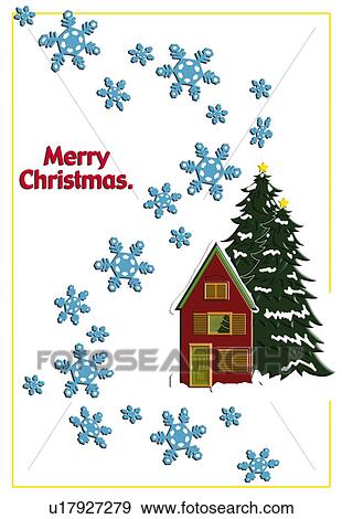 Painting of Christmas tree and snow crystals, Illustration View Large Illustration Stock Illustration - Painting of Christmas tree and snow crystals, Illustration. Fotosearch