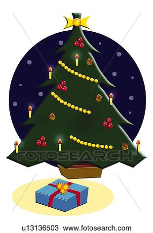 Drawing - Painting of Christmas tree, Illustration. Fotosearch