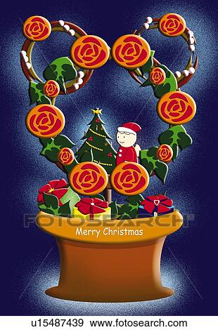 Painting of Christmas wreath and ornaments, Illustration View Large Illustration Stock Illustration - Painting of Christmas wreath and ornaments, Illustration. Fotosearch