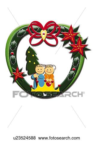 Painting of Christmas wreath and decoration, Illustration View Large Illustration Stock Illustration - Painting of Christmas wreath and decoration, Illustration. Fotosearch