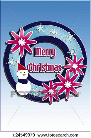 Painting of Christmas wreath and snowman, Illustration View Large Illustration Stock Illustration - Painting of Christmas wreath and snowman, Illustration. Fotosearch
