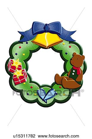 Painting of Christmas wreath, Illustration View Large Illustration Drawing - Painting of Christmas wreath, Illustration. Fotosearch