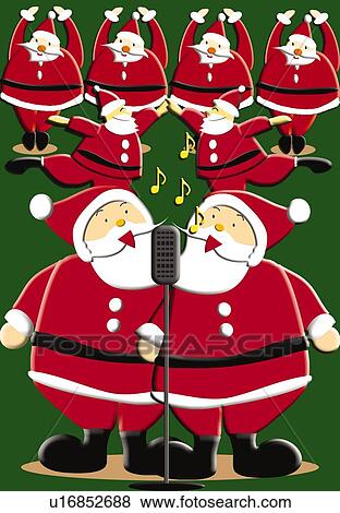 Painting of group of Santa Clauses singing and dancing, Illustration View Large Illustration Stock Illustration - Painting of group of Santa Clauses singing and dancing, Illustration. Fotosearch
