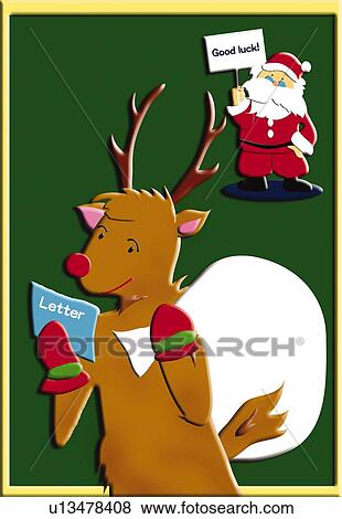 Painting of Reindeer leaving Santa Claus, Illustration View Large Illustration Stock Illustration - Painting of Reindeer leaving Santa Claus, Illustration. Fotosearch