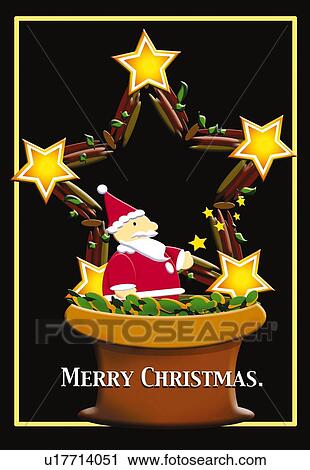 Painting of Santa Claus and Christmas wreath, Illustration View Large Illustration Clip Art - Painting of Santa Claus and Christmas wreath, Illustration. Fotosearch