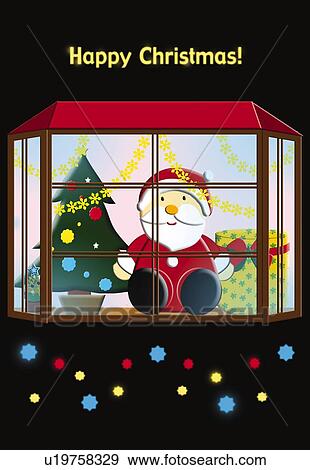 Painting of Santa Claus and Christmas Tree, Illustration View Large Illustration Stock Illustration - Painting of Santa Claus and Christmas Tree, Illustration. Fotosearch