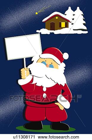 Painting Of Santa Claus Out In The Night Illustration Clip Art