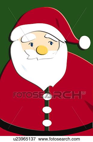 Stock Illustration - Painting of Santa Claus, Portrait, Front View, Illustration. Fotosearch