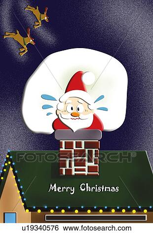 Painting of Santa Claus stuck in chimney pipe, Illustration View Large Illustration Stock Illustration - Painting of Santa Claus stuck in chimney pipe, Illustration. Fotosearch