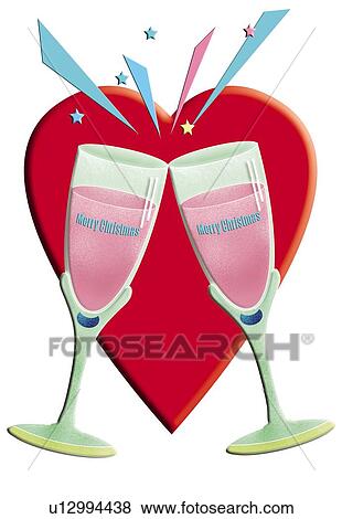 Painting of two champagne glasses with heart shaped Background, Illustration View Large Illustration Stock Illustration - Painting of two champagne glasses with heart shaped Background, Illustration. Fotosearch