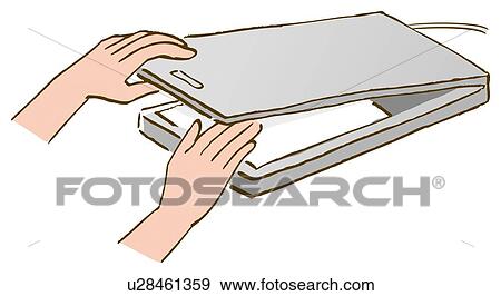A person putting a paper on flat bed scanner, close up, high angle view View Large Illustration Stock Illustration - A person putting a paper on flat bed scanner, close up, high angle view. Fotosearch