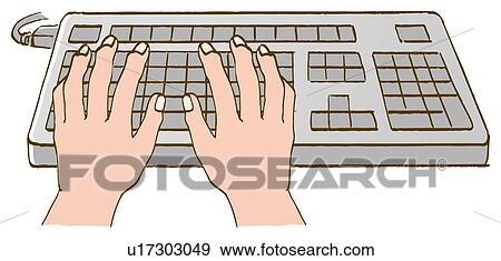 A person typing keyboard, close up, high angle view View Large Illustration Stock Illustration - A person typing keyboard, close up, high angle view. Fotosearch