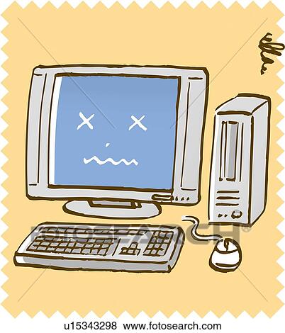 Broken personal computer, high angle view View Large Illustration Stock Illustration - Broken personal computer, high angle view. Fotosearch
