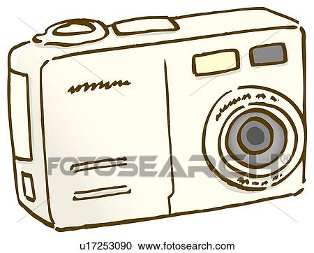 Digital camera, close up, front view View Large Illustration Clipart - Digital camera, close up, front view. Fotosearch