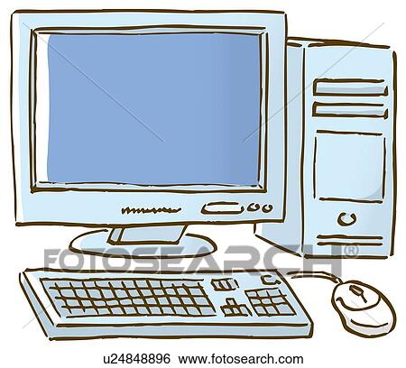 Personal computer, close up, high angle view View Large Illustration Stock Illustration - Personal computer, close up, high angle view. Fotosearch