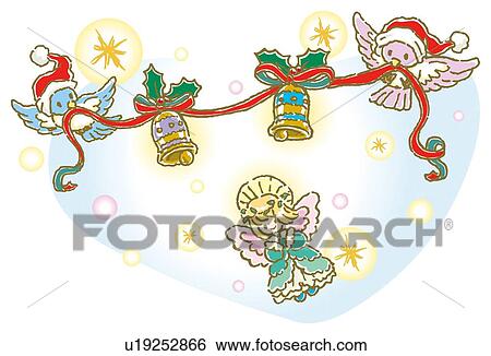 Painting of angel and birds holding Christmas Ornament, Illustration View Large Illustration Stock Illustration - Painting of angel and birds holding Christmas Ornament, Illustration. Fotosearch