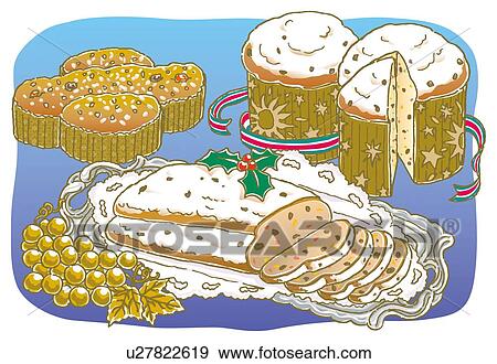 Painting of assorted Christmas cakes, Illustration View Large Illustration Stock Illustration - Painting of assorted Christmas cakes, Illustration. Fotosearch