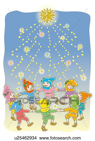 Painting of Children dancing under Illumination, Illustration View Large Illustration Stock Illustration - Painting of Children dancing under Illumination, Illustration. Fotosearch