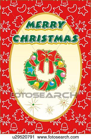 Painting of Christmas card of red oval frame with wreath, Illustration View Large Illustration Clip Art - Painting of Christmas card of red oval frame with wreath, Illustration. Fotosearch
