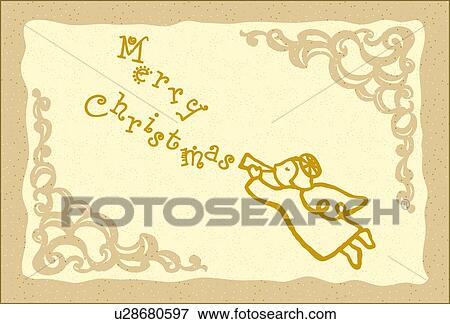 Painting of Christmas card with angel ornament, Illustration View Large Illustration Stock Illustration - Painting of Christmas card with angel ornament, Illustration. Fotosearch