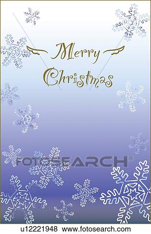 Stock Illustration - Painting of Christmas card with snow crystals, Illustration. Fotosearch
