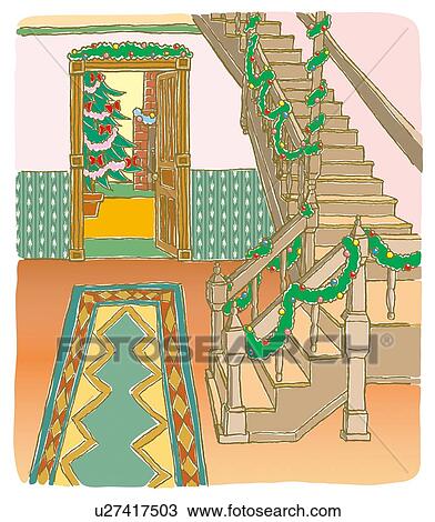 Painting of Christmas decoration in the house, Illustration View Large Illustration Drawing - Painting of Christmas decoration in the house, Illustration. Fotosearch