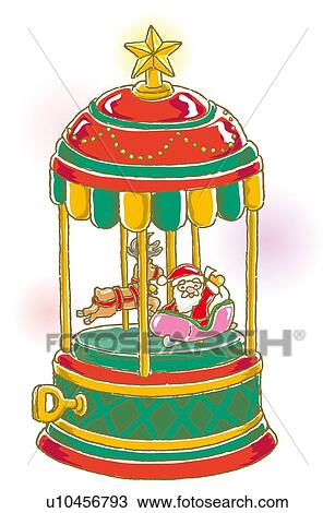 Drawing - Painting of Christmas music box, Illustration. Fotosearch