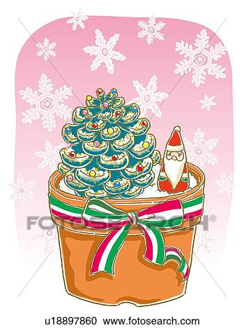 Painting of Christmas Tree and Santa Claus in planter, Illustration View Large Illustration Clipart - Painting of Christmas Tree and Santa Claus in planter, Illustration. Fotosearch