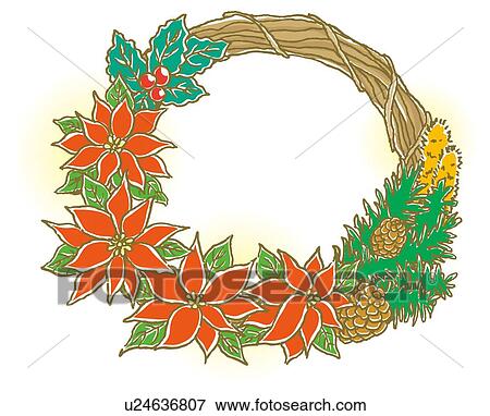 Painting of Christmas wreath, Illustration View Large Illustration Stock Illustration - Painting of Christmas wreath, Illustration. Fotosearch