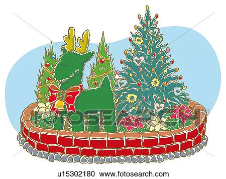 Painting of flowerbed with Christmas tree and ornament, Illustration View Large Illustration Clipart - Painting of flowerbed with Christmas tree and ornament, Illustration. Fotosearch